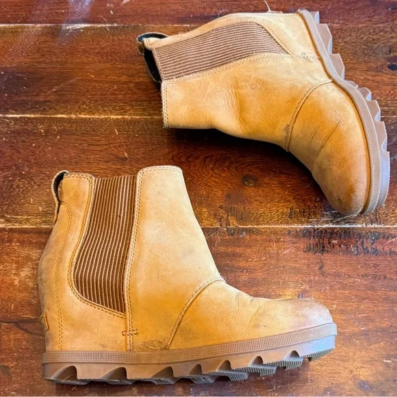 Sorel Lea Wedge Joan of Arctic Chelsea Wedge Camel Brown Black 7 - Picture 14 of 14